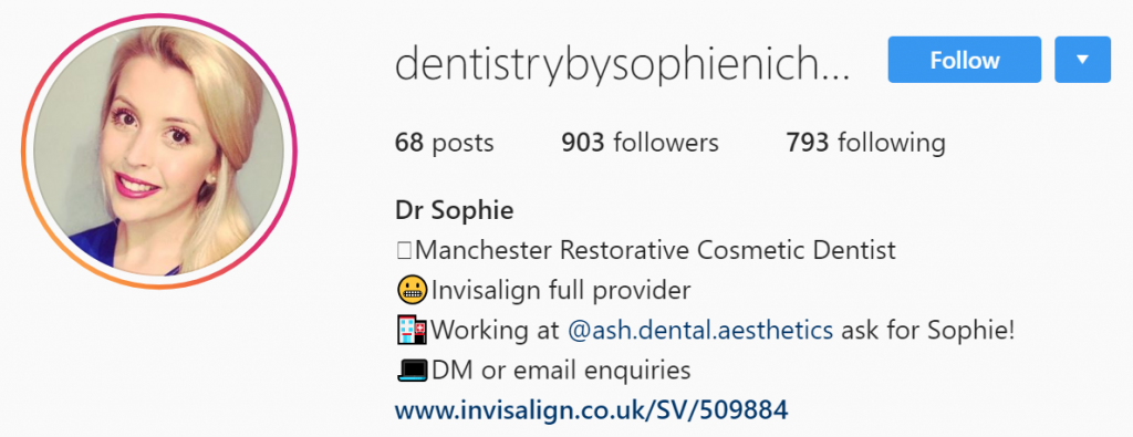 Instagram dentist bio