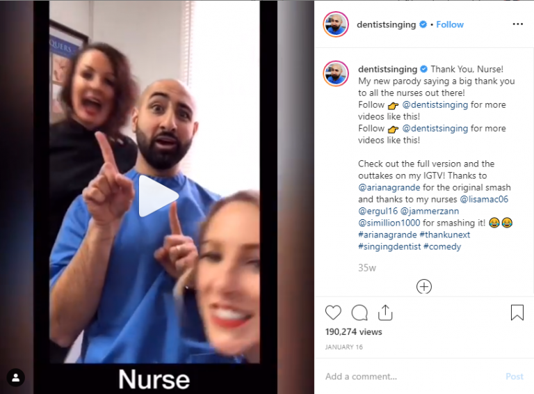 Dentist Instagram content example